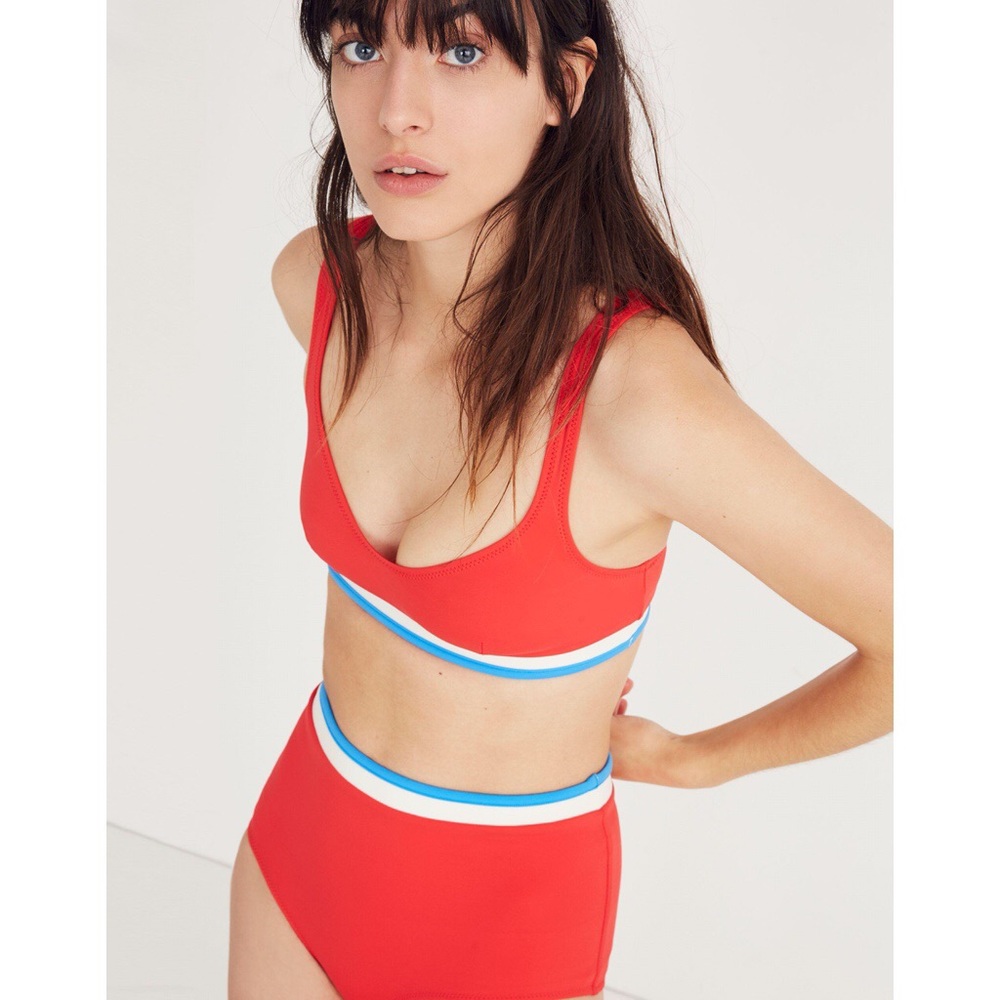 Solid&Striped Katie red swimsuit top+ bottom small
